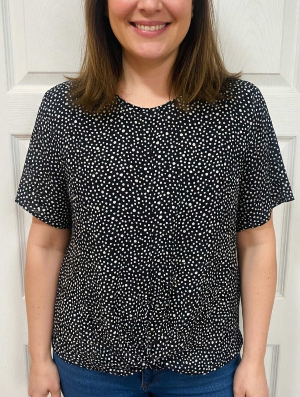 3/$20 Black & White Polka Dot Short Sleeve Top